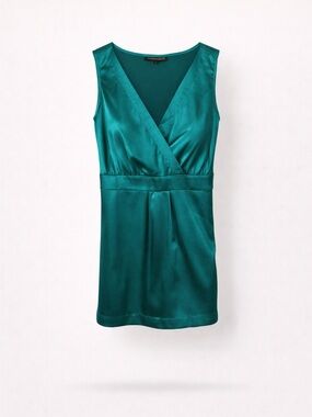 Constance Marie Baby Doll Sleeveless Y2K Sateen Emerald Green Top Size L